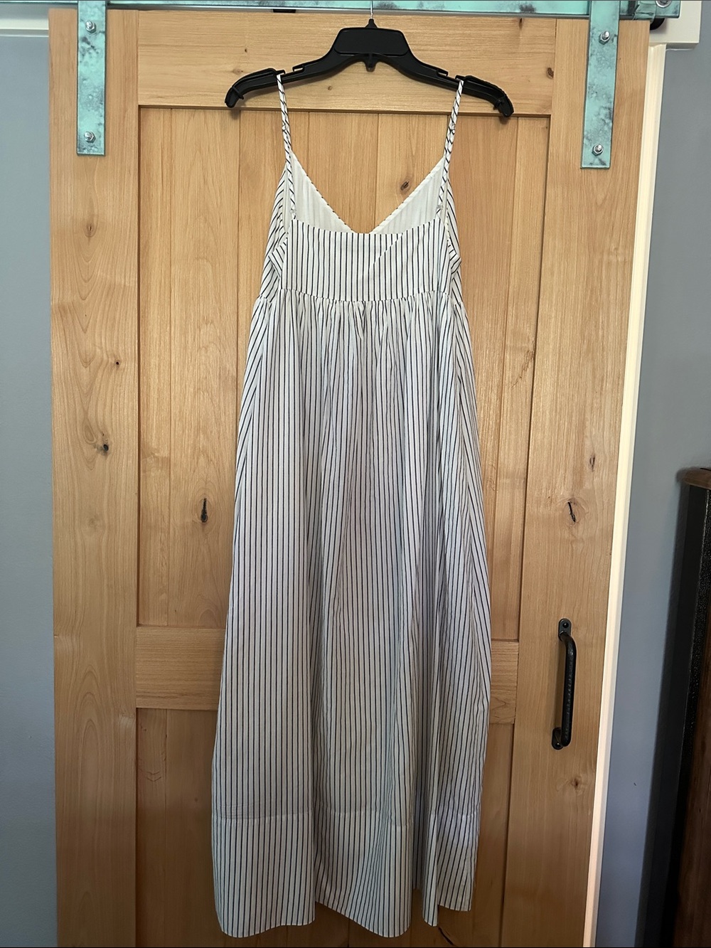 Jenni Kayne Cove Dress Size Small White Navy Stripe Cotton Maxi Dress Pockets - Picture 9 of 12